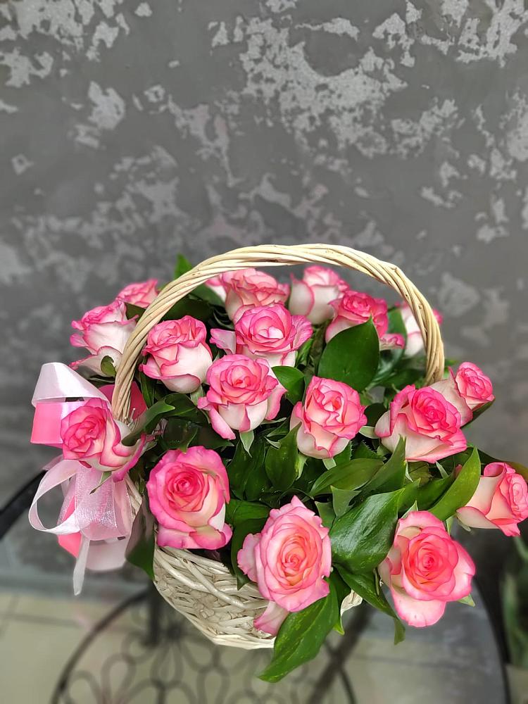 Цветочная композиция из Розы в корзине в Трудовом
