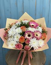 Букет цветов из:  Розы, Герберы и Хризантемы в Трудовом