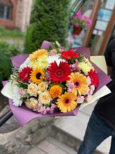 Букет цветов из:  Герберы, Ромашки, Хризантемы, Розы и Подсолнухи #REPLACE_PRED# Трудовом