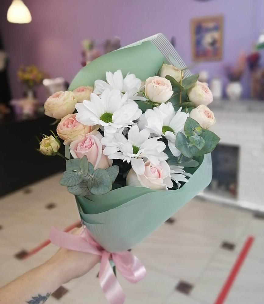 Букет цветов из: Хризантемы и Розы в Трудовом