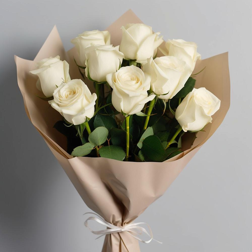 Букет 9 Белых роз Эдлесс Лав в Трудовом