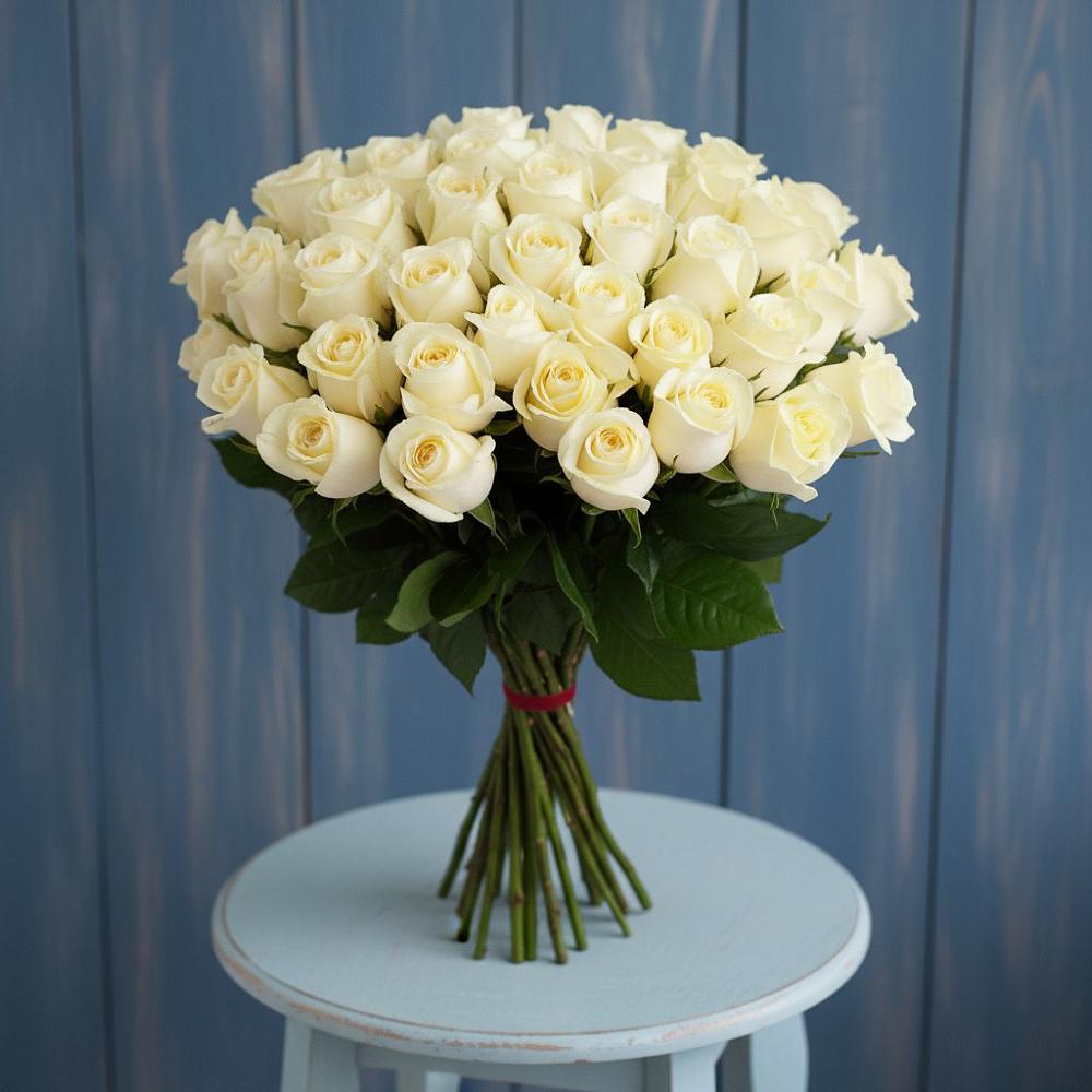 Букет 51 Белая роза Эдлесс Лав в Трудовом