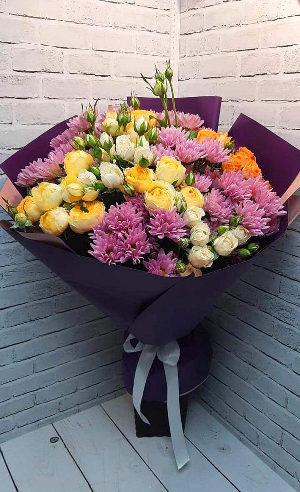 Букет цветов из: Хризантемы и Розы в Трудовом