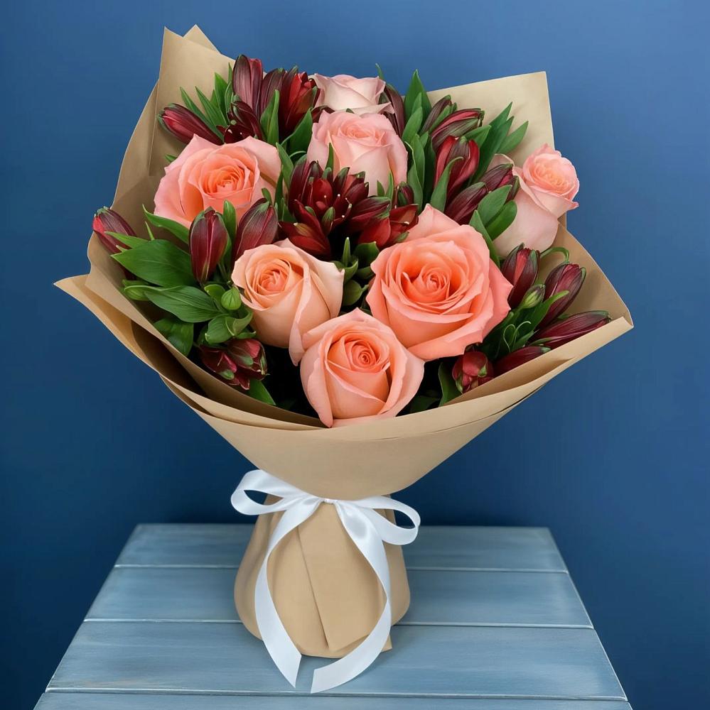 Букет цветов из: Розы и Альстромерии в Трудовом