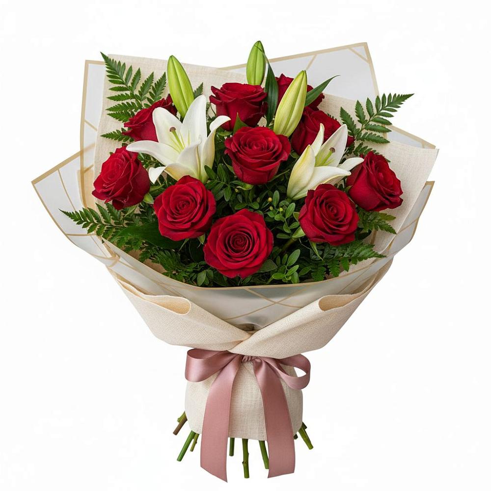 Букет цветов из: Лилии и Розы в Трудовом