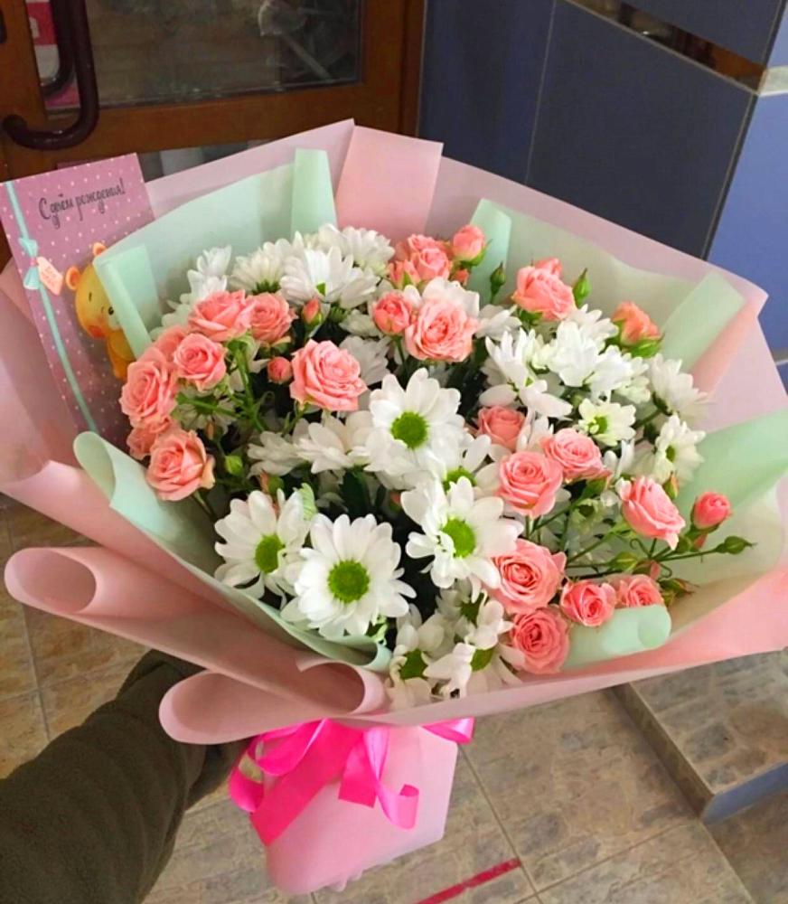 Букет цветов из: Розы и Хризантемы в Трудовом