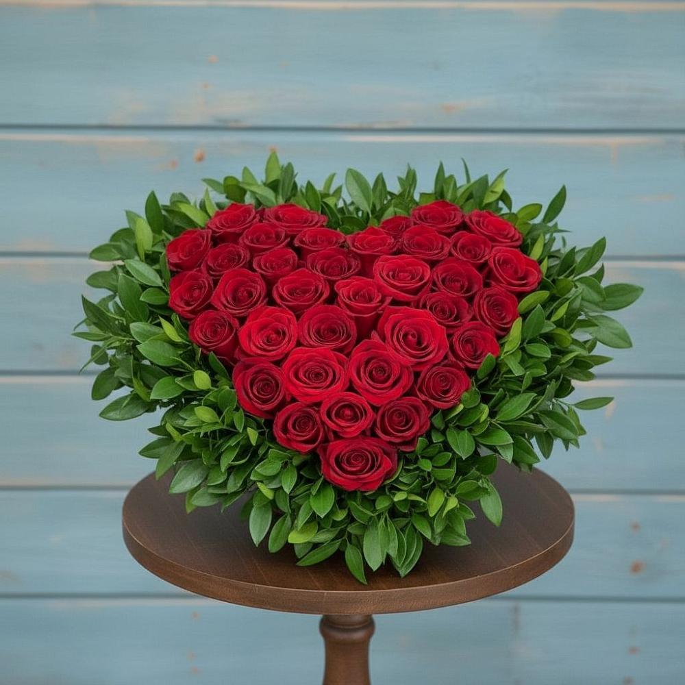 Цветочная композиция из Розы в виде сердца в Трудовом