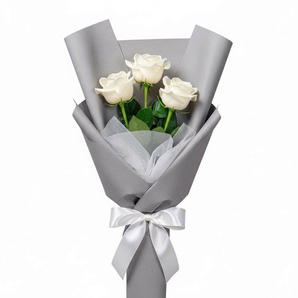 Букет 3 белые розы в Трудовом