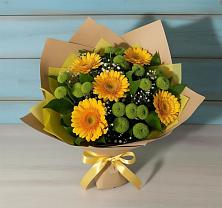 Букет цветов из:  Герберы и Хризантемы в Трудовом