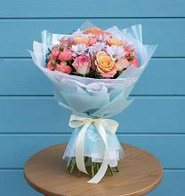 Букет цветов из:  Хризантемы и Розы в Трудовом