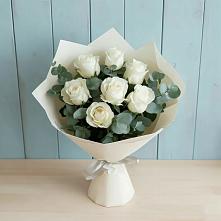 Букет Белые розы в Эвкалипте в Трудовом