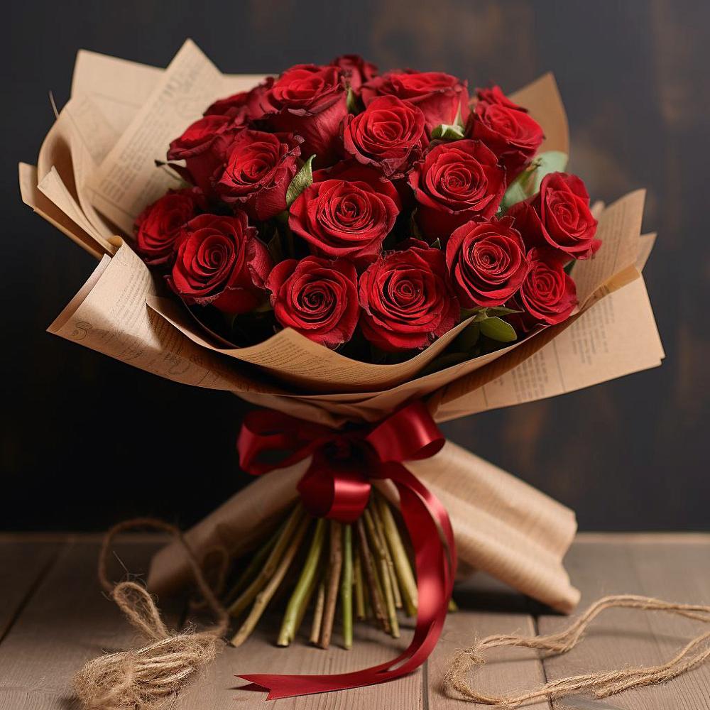 Букет 17 Красных роз Эдлесс Лав в Трудовом