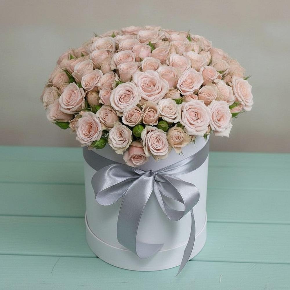 Цветочная композиция из Розы в шляпной коробке в Трудовом